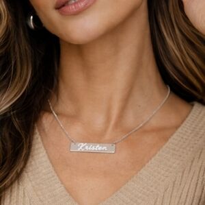 925 STERLING SILVER Bar Necklace "KRISTEN" Altitude Coordinates Handmade Jewelry